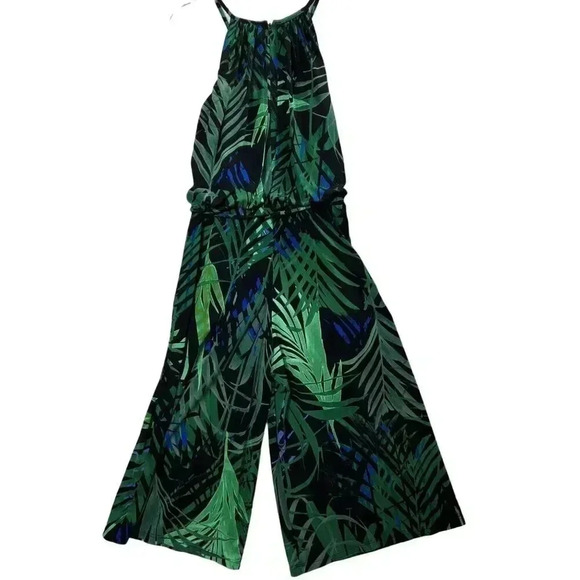 London Times Jumpsuit Romper 6 Tropical Botanical Palm Print Beach Vacation - Picture 9 of 16